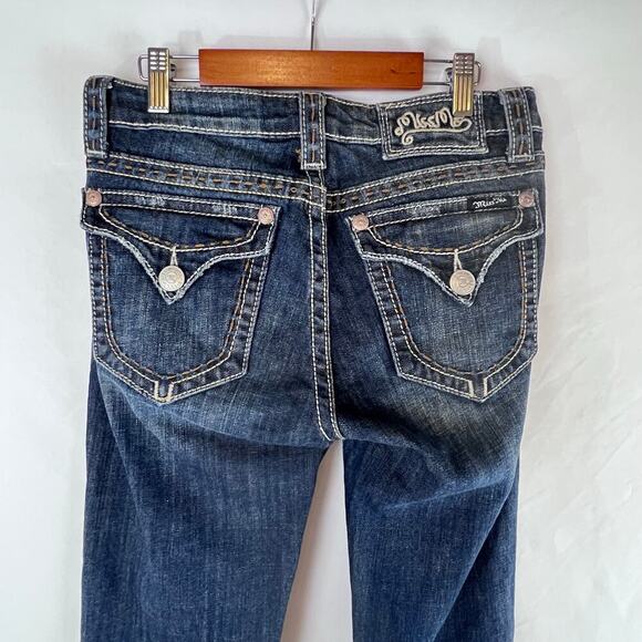 MISS ME JEANS Women's Y2K Mid Rise Boot Cut JP4896K-3 Dark Wash Size 28 - Picture 4 of 9